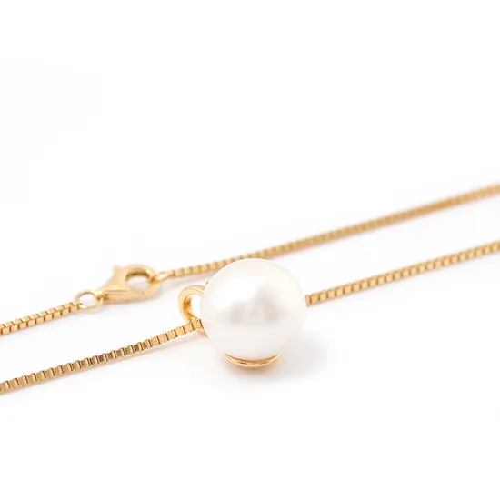 Provença joias personalizadas requintadas 18k ouro amarelo 10mm colar de pérola pingente caixa corrente joia feminina presente