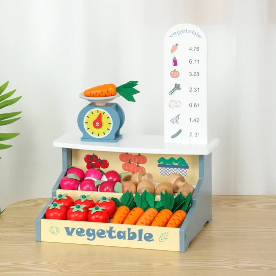 Simulação alta fingir jogar mini loja de venda de vegetais brinquedos de madeira